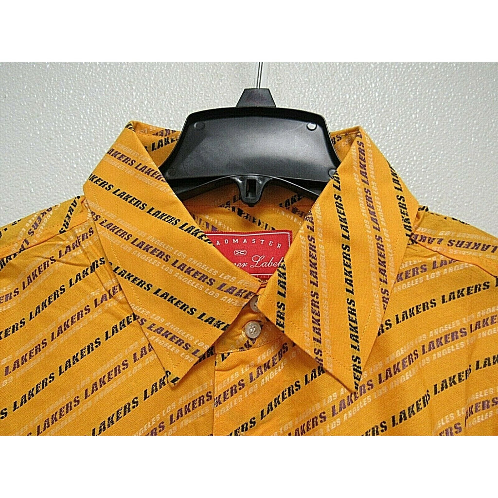 NBA Los Angeles Lakers Gold Button Up Dress Shirt by Headmaster Designer Label Size L