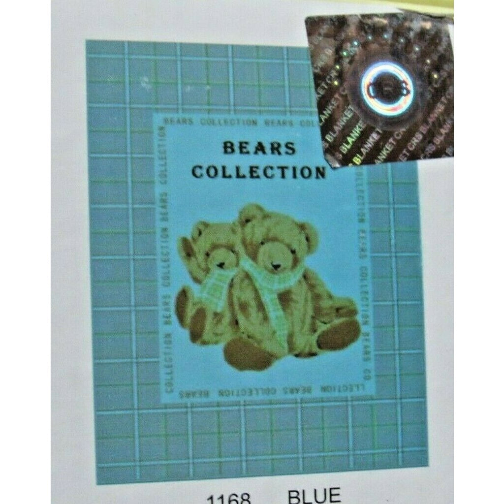 Bears Collection Two Ply Cloud Baby Blanket Blue Background 54" by 39" by POPTEX