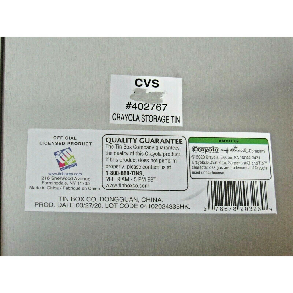 Storage Tin Hold 64 Crayola Crayons Not Included by The Tin Box Company