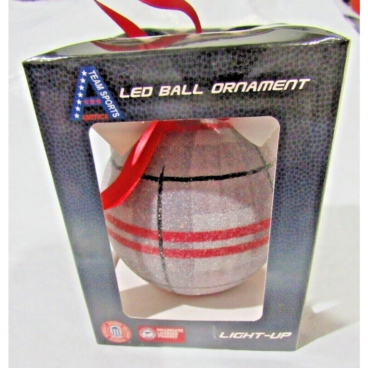 NCAA Ohio State Buckeyes LED Ball Ornament Glitter Plaid by Team Sports America