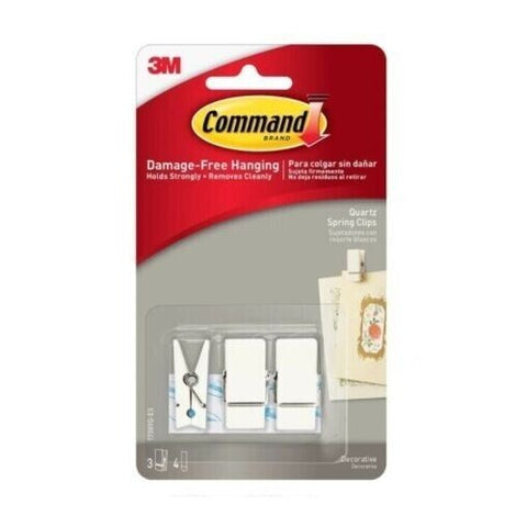3M Command Strips 3 pack of White Clips Damage Free Hanging Up to  4 lbs