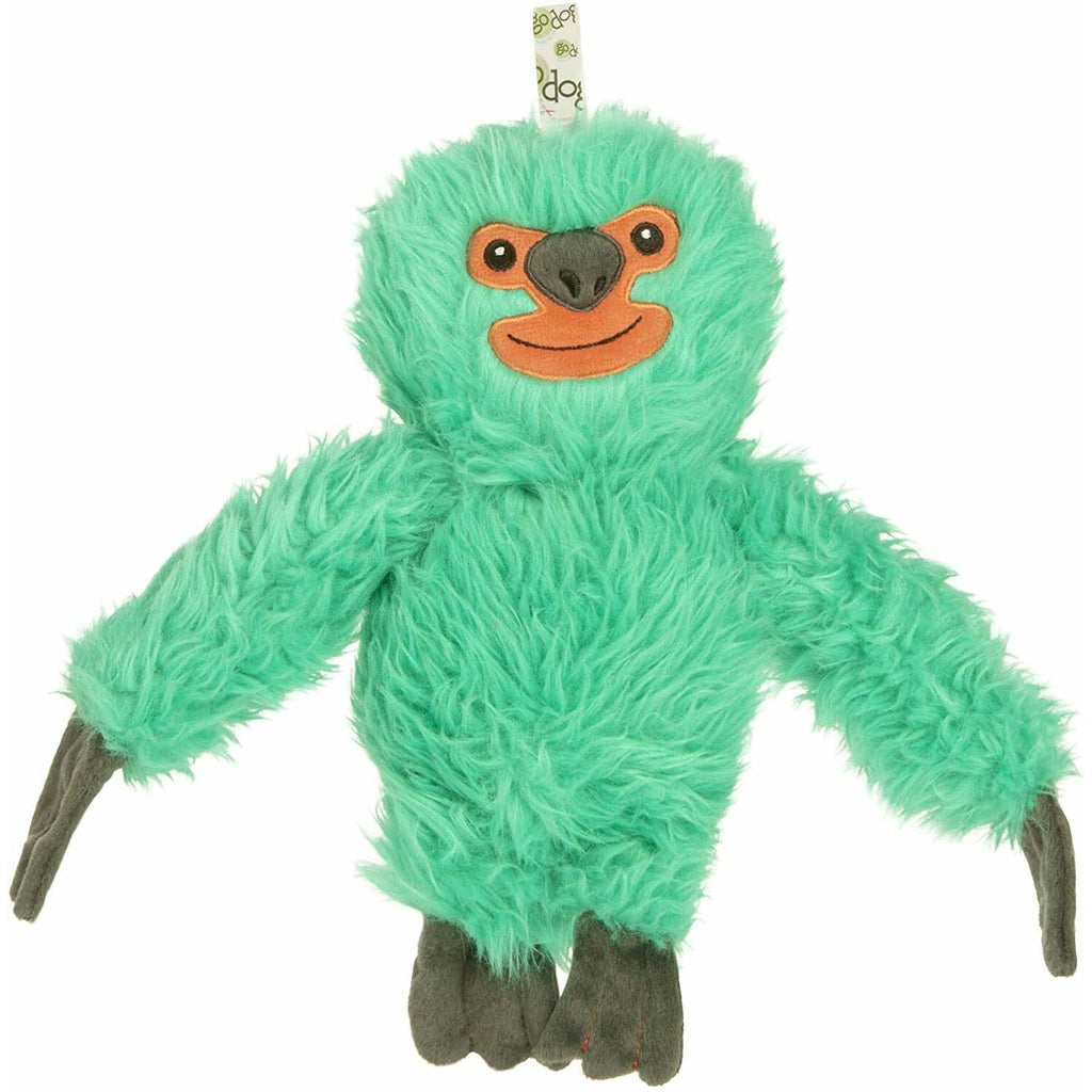 GoDog Crazy Sloth Dog Toy Large Squeaker Teal w/Chew Guard Fabric