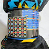 Native American Design Fleece Throw Blanket 2 Sided Black n Blue 60"x50"