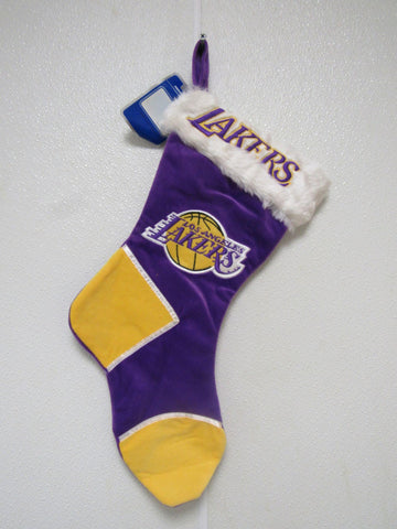 NBA Los Angeles Lakers Embroidered on Purple Christmas Stocking w/Gold Heal Toe