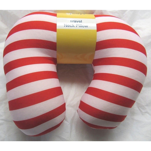 Bargain Buys Travel Neck Pillow Red and White Striped