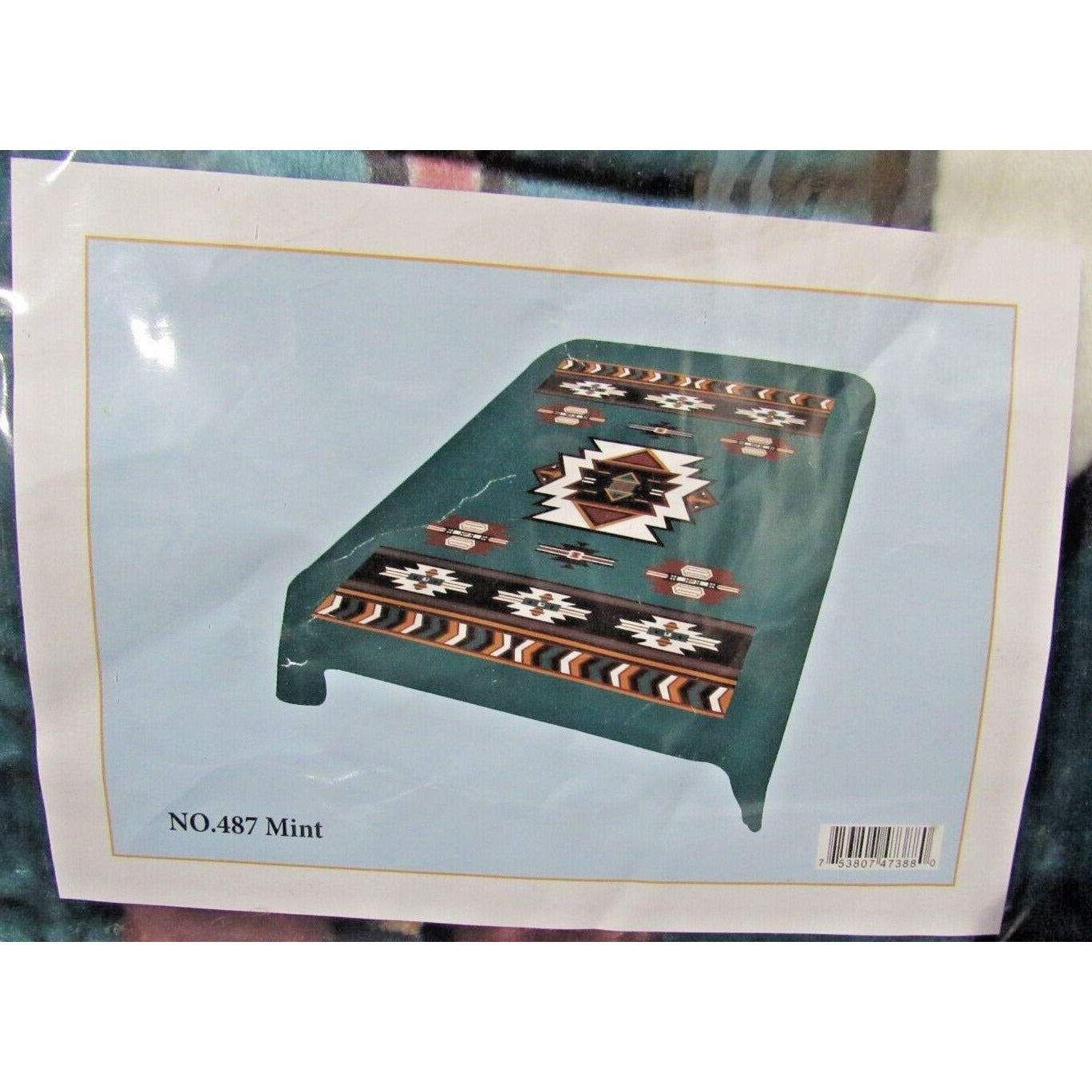 EL TORO "Mint" No. 487 Native American Design Plush Blanket Queen