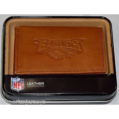 NFL Philadelphia Eagles Embossed TriFold Leather Wallet With Gift Box