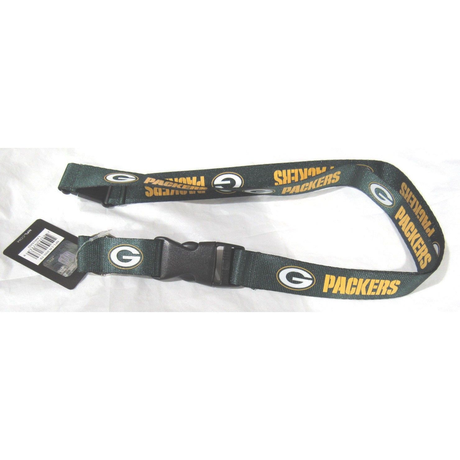 NFL Green Bay Packers Green Lanyard Detachable Keyring 23"X3/4" Aminco