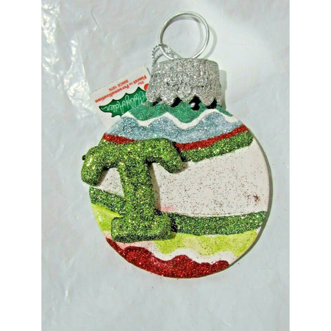 Round 3.5" Letter T Personalizable Christmas Ornament by Holly Adler