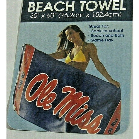 NCAA Ole Miss Rebels Beach Towel Horizontal Logo Center 30" by 60" by WinCraft