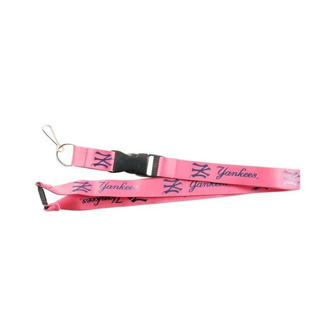 MLB New York Yankees Pink Lanyard Keychain 24" Long 1" Wide by Aminco