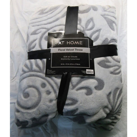 At Home Floral Velvet Throw at home Gray 50”x70” Reversible by Rite Aid