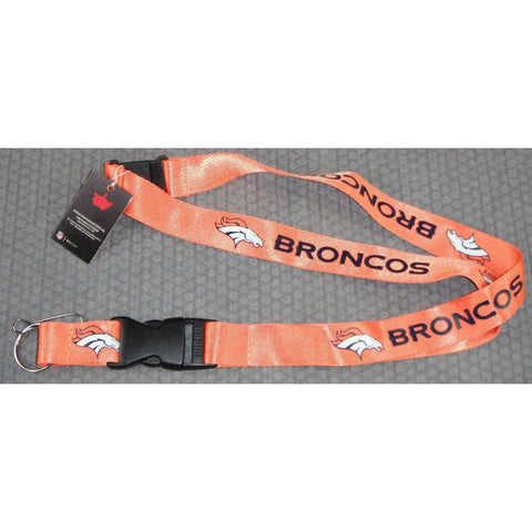 NFL Denver Broncos on Orange Lanyard Detachable Keyring 23"X3/4" Aminco