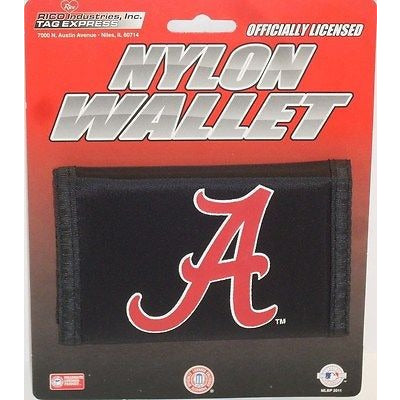 NCAA Alabama Crimson Tide Tri-fold Nylon Wallet with Printed 2rd Logo White Edge