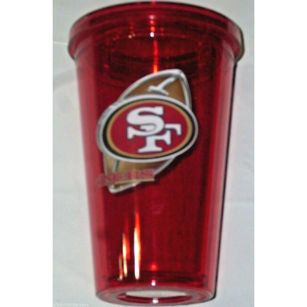 NFL San Francisco 49ers Football Image on 16 oz Sip N' Go Travel Tumbler w/Straw