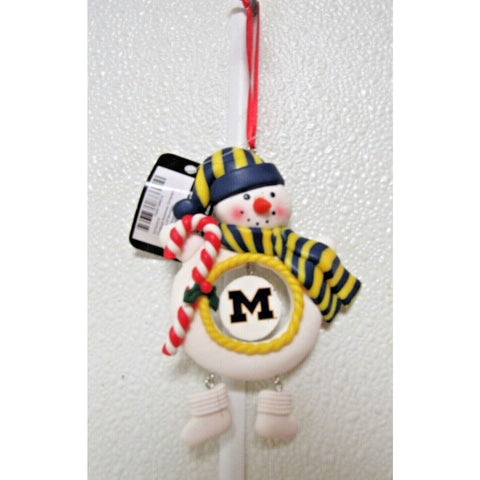 NCAA Michigan Wolverines Clay Dough Snowman Xmas Ornament Team Sports America