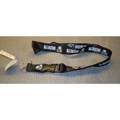 NBA Brooklyn Nets Logo on Black Lanyard Detachable Buckle 23"X3/4" by Aminco