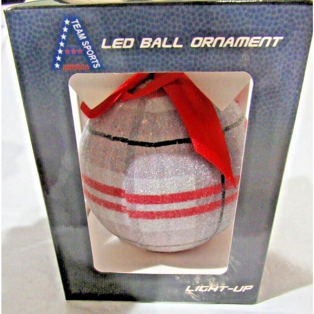 NCAA Ohio State Buckeyes LED Ball Ornament Glitter Plaid by Team Sports America