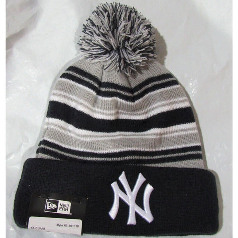 MLB New York Yankees Cuffed Knit Beanie Cap Hat Pompom on Top by New Era
