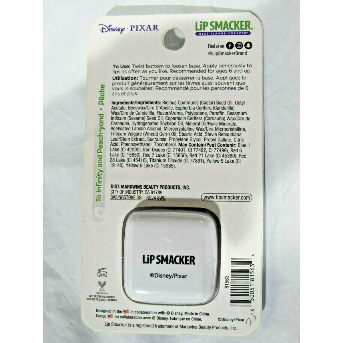 Lip Smacker Disney Pixar Buzz Lightyear Cube Balm Flavor Peach-yond net wt 0.2oz