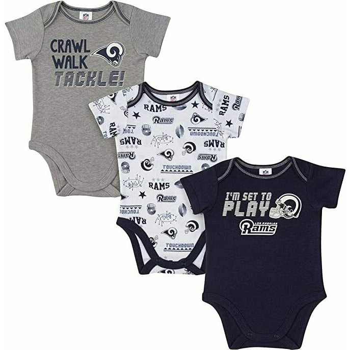 NFL Los Angeles Rams Pack of 3 Infant Bodysuit "I'M SET TO PLAY" 18M