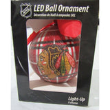 NHL Chicago Blackhawks LED Ball Ornament Glitter Plaid by Team Sports America