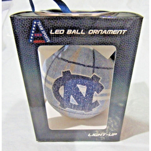 NCAA North Carolina Tar Heels LED Ball Ornament Glitter Plaid TeamSportsAmerica