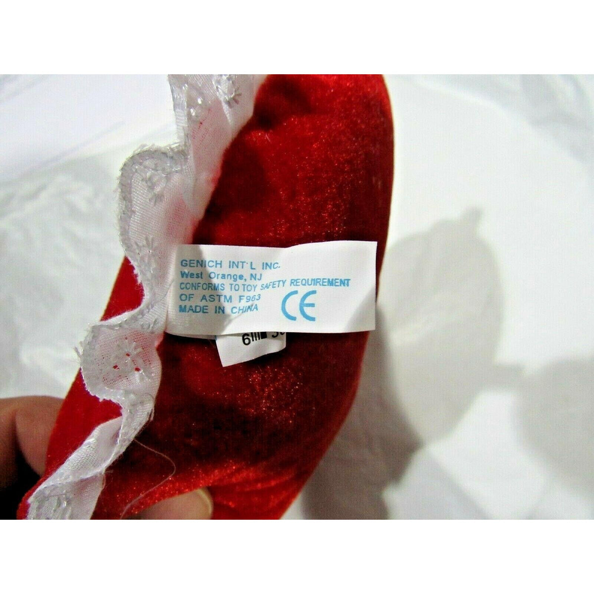 Valentine's Day Red Velvet Heart Embroidered Smile Face Plush 8 1/2"