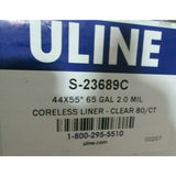 Uline S-23689C Trash Bags 2 Mil 65 Gallon 44X55 Clear 80ct Bags per Case