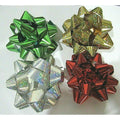 Lot of 96 Metallic 3.5″ Gift Bow Silver & Gold Sparkle Solid Red Green