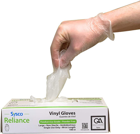 SYSCO Vinyl Gloves Medium Powder Free Non-sterile 100ct box