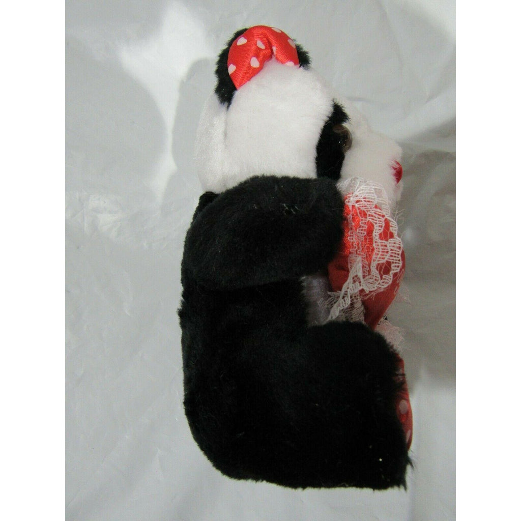 White n Black Valentine's Day Bear Holding Red Heart "I Love You" Plush 6.5" by Genich