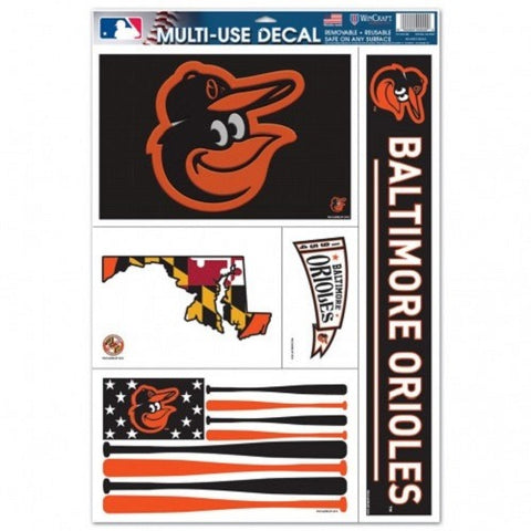 MLB Baltimore Orioles Ultra Decals Set of 5 By WinCraft w/Flag