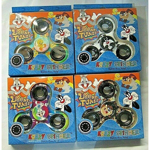 4 Looney Tunes Krazy Spinners Tweety Bird Taz Sylvester Bugs Fidget Spinners